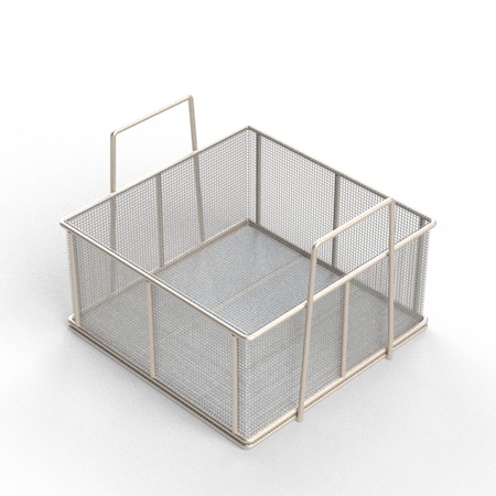 Anysizebasket Rectangular Wire Mesh Basket: 12Lx12Wx6H, 304 SS, 1/4 Rod Frame, Stacking Handles, Mesh: 4 x .063 TMT-120120060-A04S
